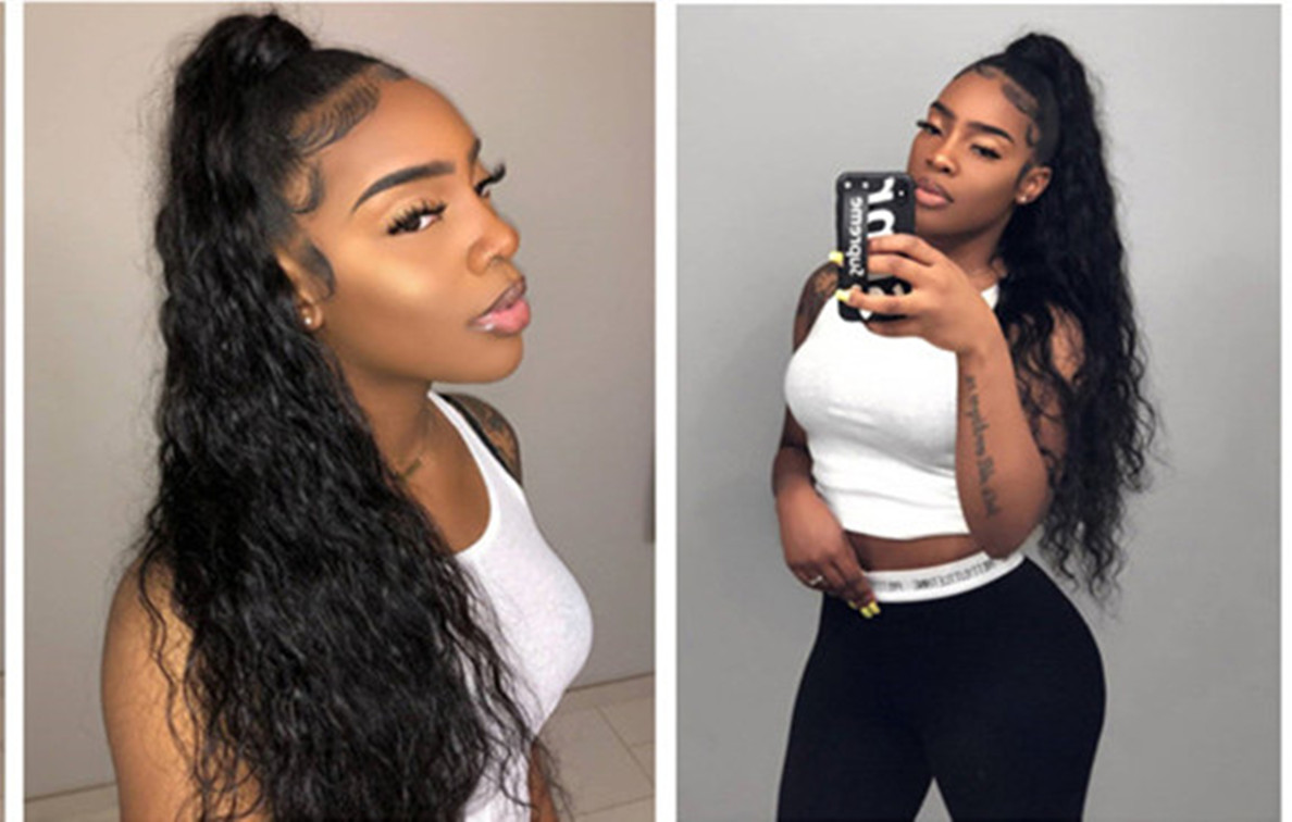 Long Corn Curly real Hair Pieces Drawstring Ponytail Extensions for Women Malaysian remy Hair Extensions 140g