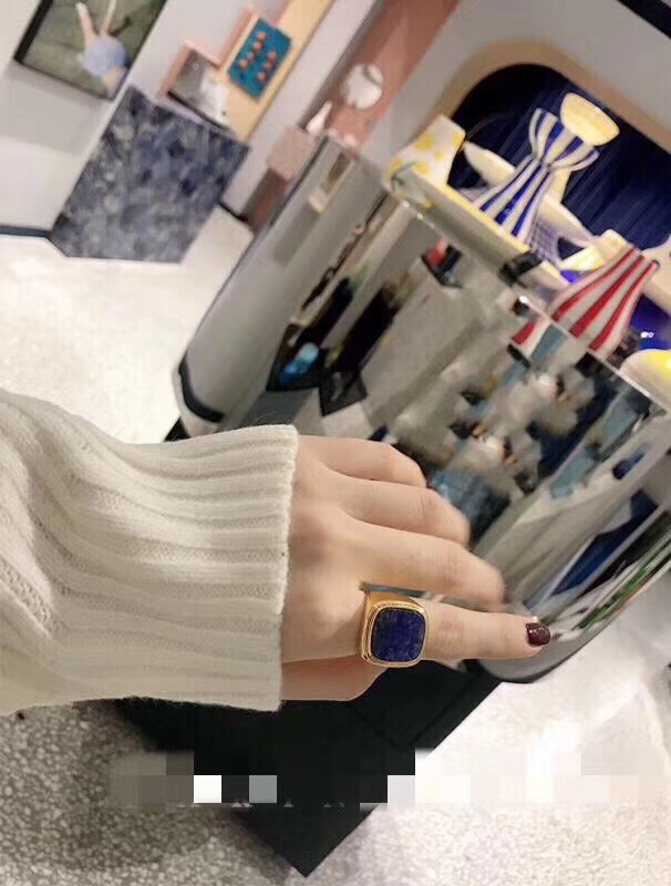 Fashion-material paris design ring with lapis stone color decorate for women and girl friend jewelry gift PS6481