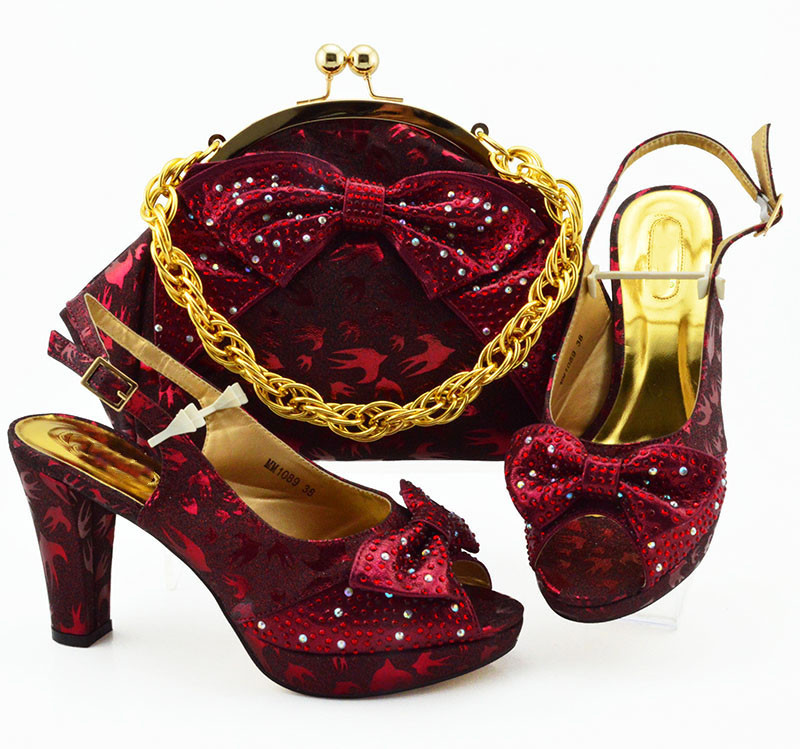 wine women dress shoes with rhinestone and butterfly knot style african pumps match handbag set mm1089,heel 10cm, Black
wine women dress shoes with rhinestone and butterfly knot style african pumps match handbag set mm1089,heel 10cm, Black