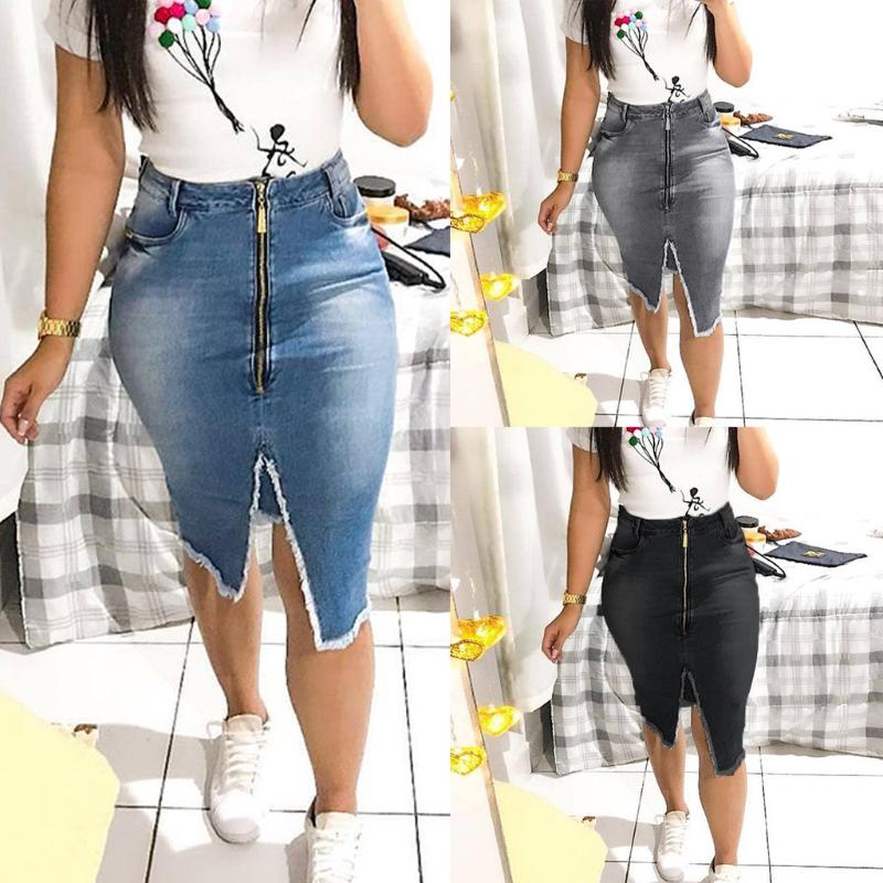 Women Fashion High Waist Ripped Split Bodycon Street Style Denim Skirt A-line Solid Casual Knee-length, Blue
Women Fashion High Waist Ripped Split Bodycon Street Style Denim Skirt A-line Solid Casual Knee-length, Blue