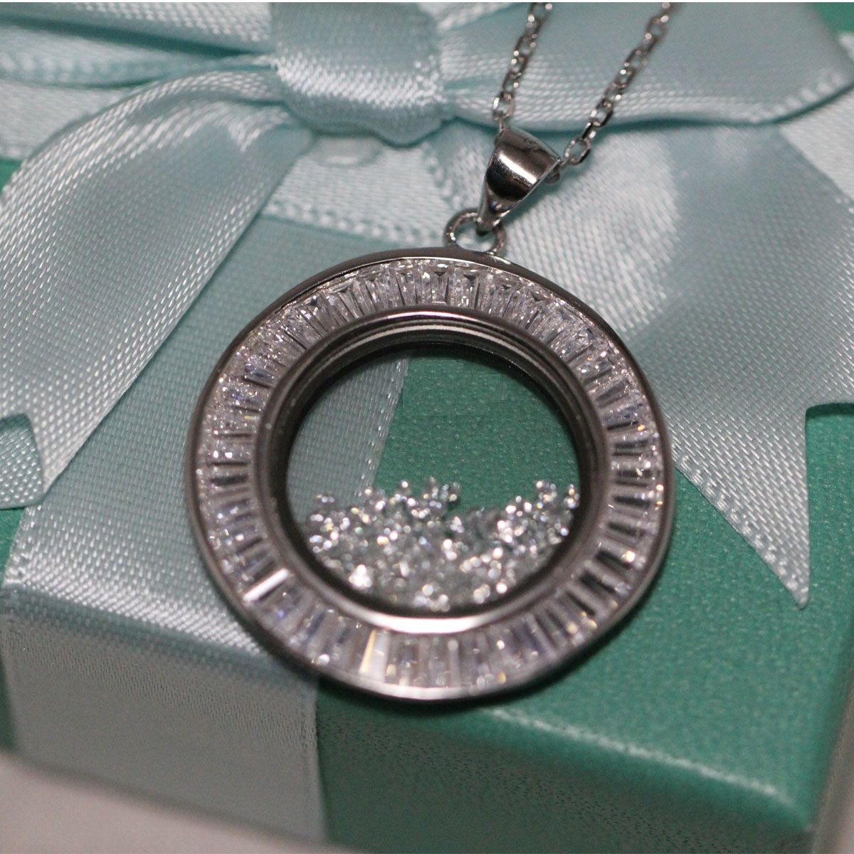 Fashion- real 925 Sterling Silver jewelry High quality crystal CZ Diamonds PENDANT necklace women jewelry Big Round zircon classic PENDANT
