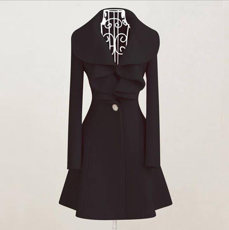 Women's Wool & Blends Woolen Coat For Women Autumn Fall Winter Outfit Elegant Ladies Cloth Long Ruffled Fur Overcoat