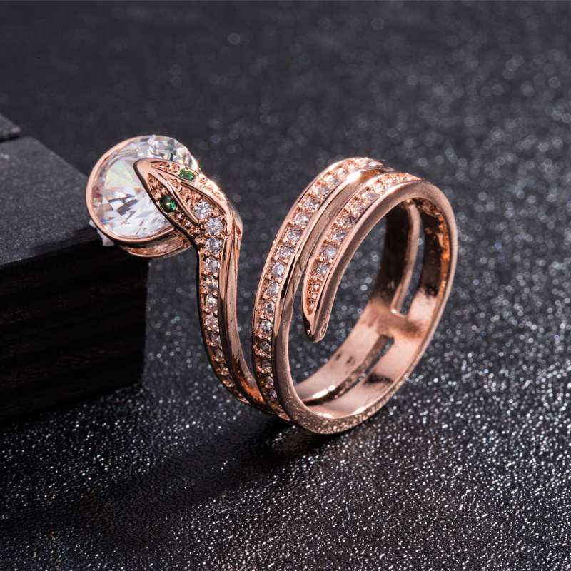 Cute Snake Zircon Ring Plated Rose Gold Color Creative Unique Women Ring Fashion Party Jewelry Animal Accessories Wholesale
Cute Snake Zircon Ring Plated Rose Gold Color Creative Unique Women Ring Fashion Party Jewelry Animal Accessories Wholesale