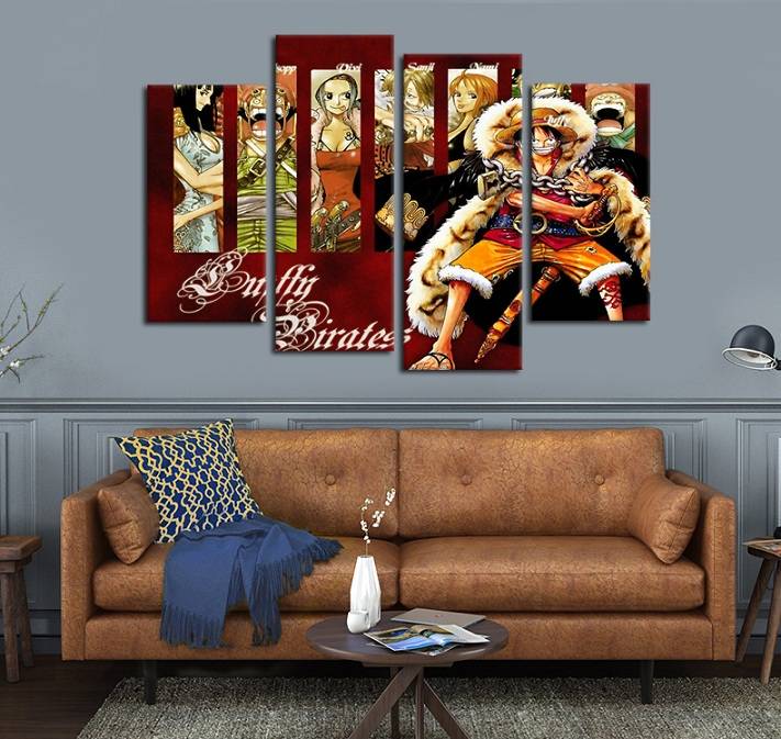 4pcs/set Unframed Onepiece Luffy Captain Anime Poster Print On Canvas Wall Art Picture For Home and Living Room Decor