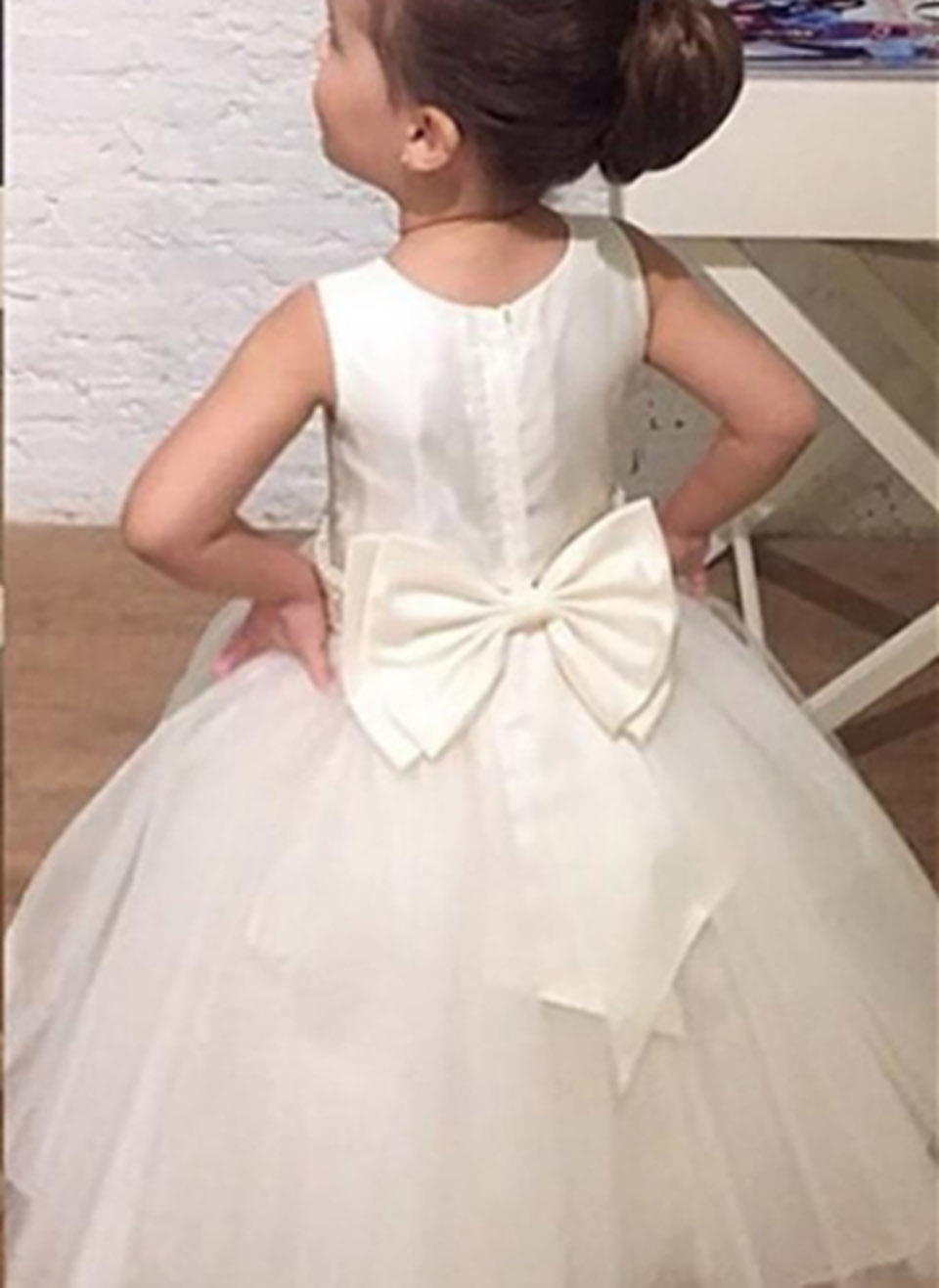 Wedding Party Events Flower Girls Dresses For Weddings Beads Ivory Tulle Bridal Pageant Dress For Little Girls Gown