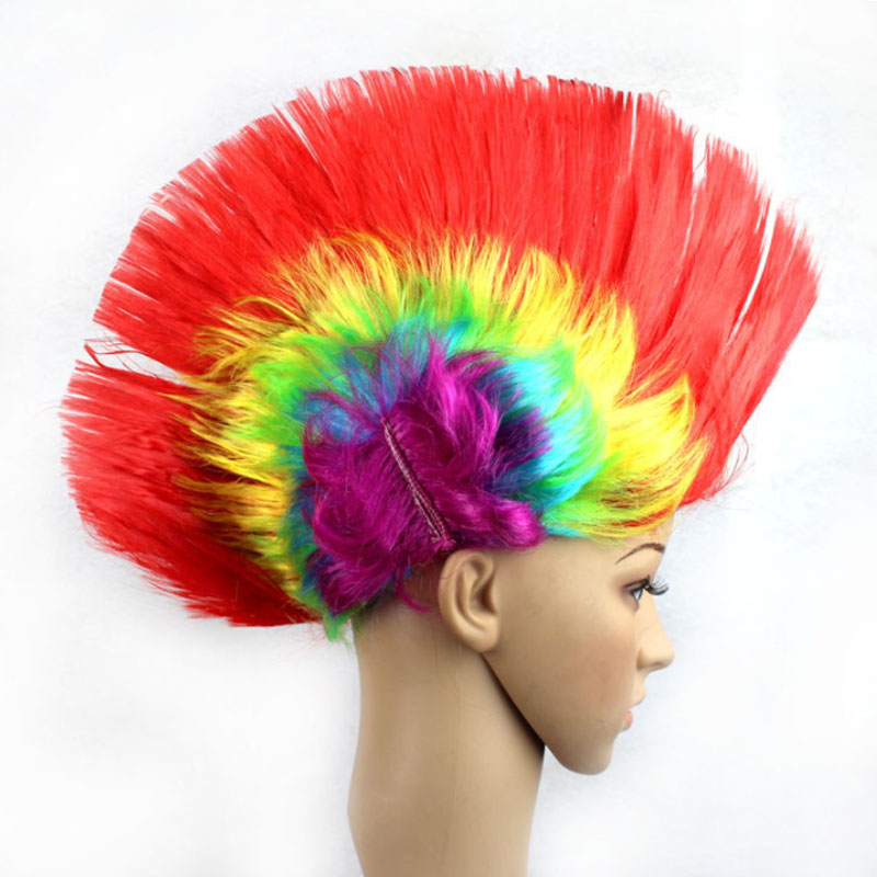 Rainbow Short Punk Mohawk Wig Synthetic Funny Fluffy Rocker Costume Halloween Christmas Bar Party Wedding Team Spit Hair Wigs Dress Performance Cocks Caps, Mix color
Rainbow Short Punk Mohawk Wig Synthetic Funny Fluffy Rocker Costume Halloween Christmas Bar Party Wedding Team Spit Hair Wigs Dress Performance Cocks Caps, Mix color