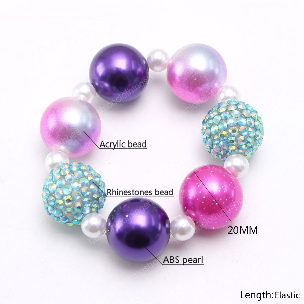 Cute baby girls diy chunky beaded bracelets for kids party jewelry princess colors bubblegum beads bracelets bangles