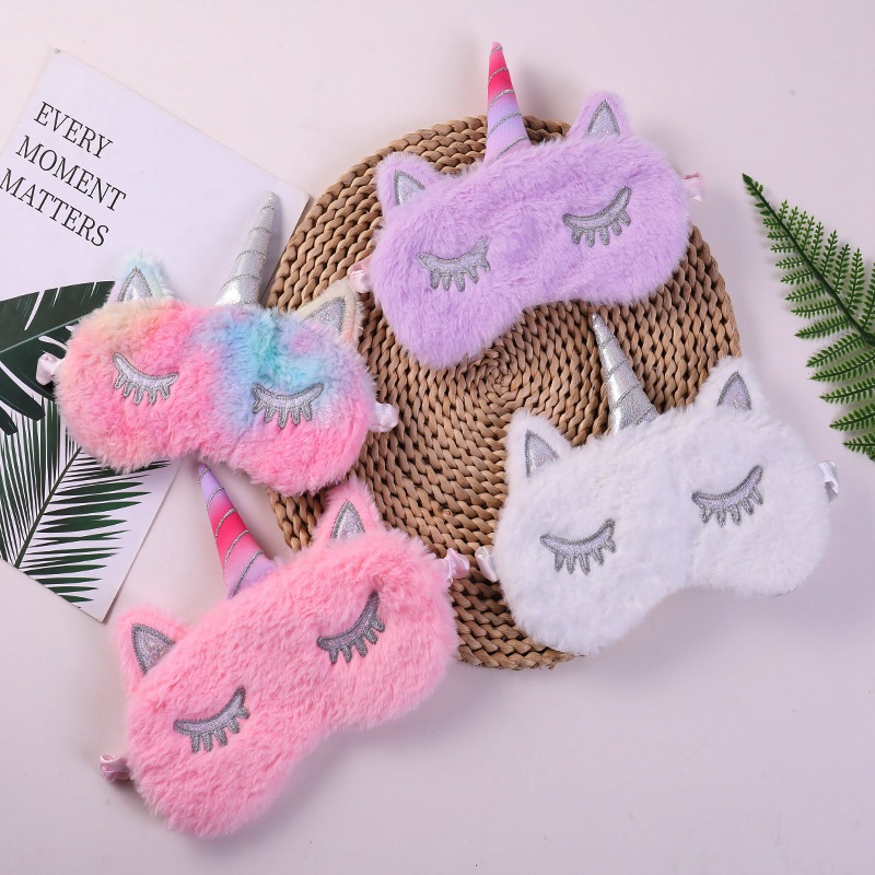 Unicorn Sleep Mask Cartoon Plush Eyes Mask Shading Soft Travel Rest Sleep Masks For Men Women Antifaz Para Dormir De Unicornio Schlafmaske Mit Einhorn