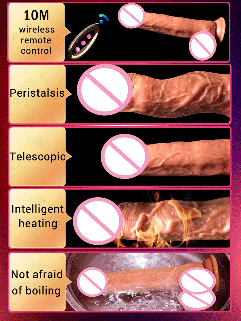 Telescopic Realistic Phalos With Suction Cup Heating Penis Wireless Remote Dick For Women Masturbator Dildo Anal Sex Toys Y200421