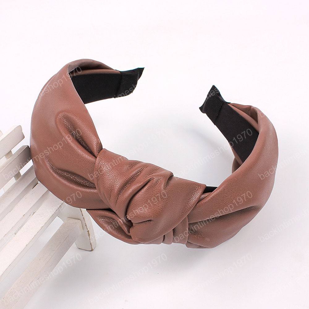 Fashion PU Leather Knotted Hairband Headband Women Hair Head Hoop Bands Accessories For Girls Hair Ornament Hairbands Headdress