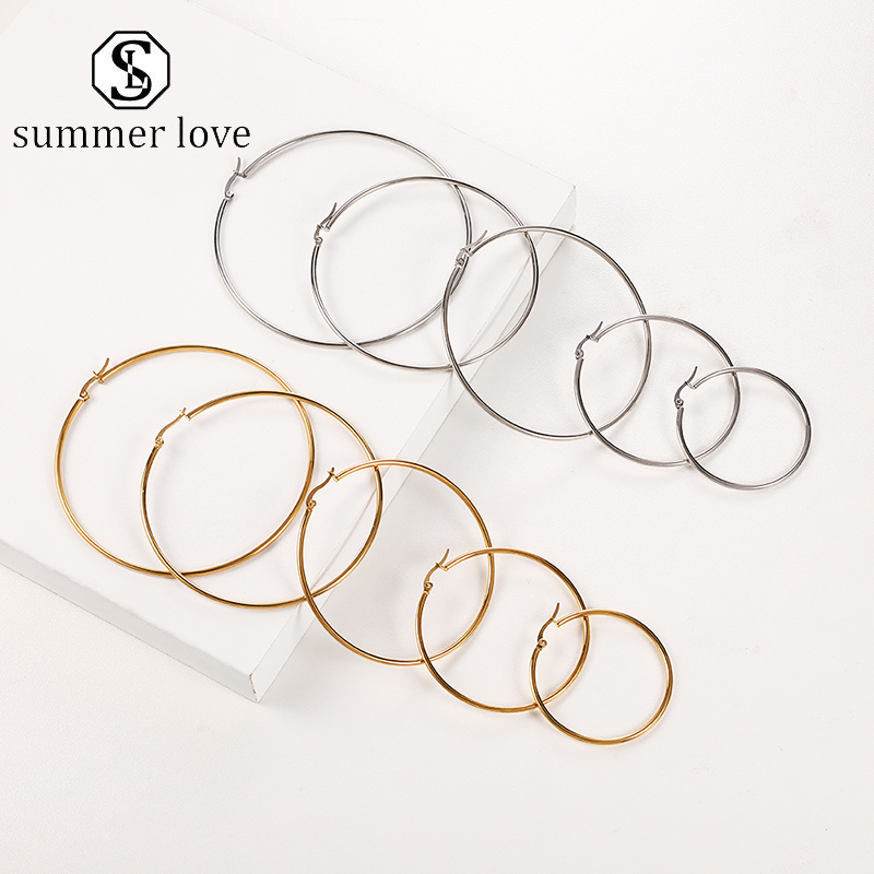 New Trendy Stainless Steel Plated High Quality Classic Style Gold Silver Elegant Simple Large Size Hoop Earrings Jwerly For Women-Y
New Trendy Stainless Steel Plated High Quality Classic Style Gold Silver Elegant Simple Large Size Hoop Earrings Jwerly For Women-Y