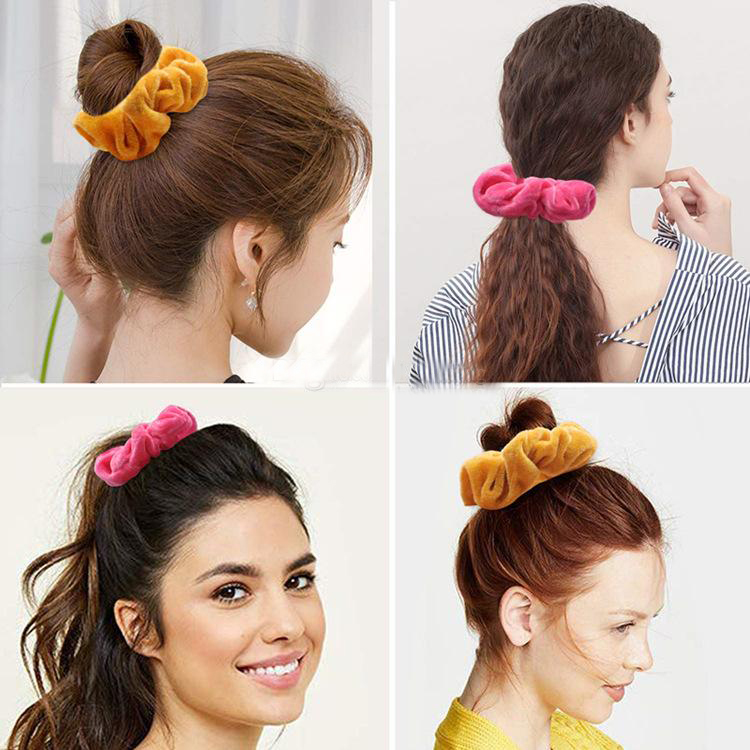 48 Colors Solid Girls Velvet Elastic Hair Scrunchie Scrunchy Head Band Ponytail Hairbands Girls Hair Rope Ponytail Holder 50pcs/set