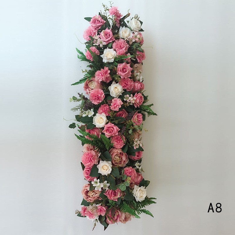 Artificial Arch Flower Row 100cm Length DIY Silk Peonies Roses Simulation Flowers Rows Wedding Centerpiece Decorative Backdrop