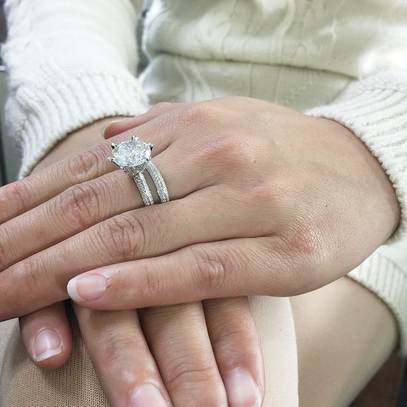 5Ct Round Brilliant Cut Ring Set Solid 14k White Gold 6 Prong Setting For Women's Lady's Engagement Ring S200110