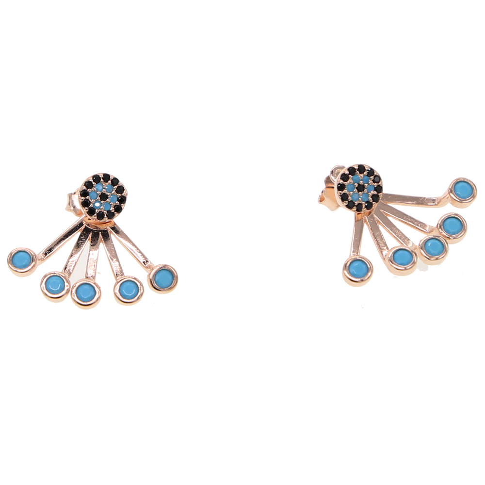 double sided evil eye jacket earring for women 925 sterling silver boho bohemia style lcuky eye earring