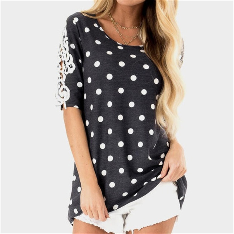 Women T Shirts Street Fashion Slim Summer Lady Printing Dot Short Sleeve Half Loose T-Shirt Tops Kawaii T shirt Blusas Femininas, Black
Women T Shirts Street Fashion Slim Summer Lady Printing Dot Short Sleeve Half Loose T-Shirt Tops Kawaii T shirt Blusas Femininas, Black