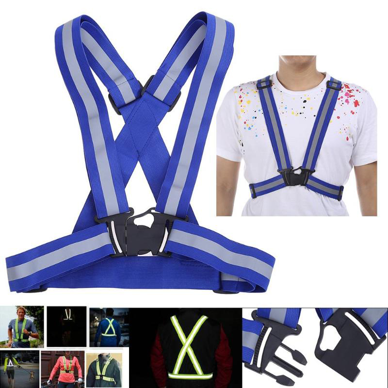 Motorcycle Protective Reflective Safety Vest Elastic Webbing Adjustable Safety Security High Visibility Vest Night Running Vest