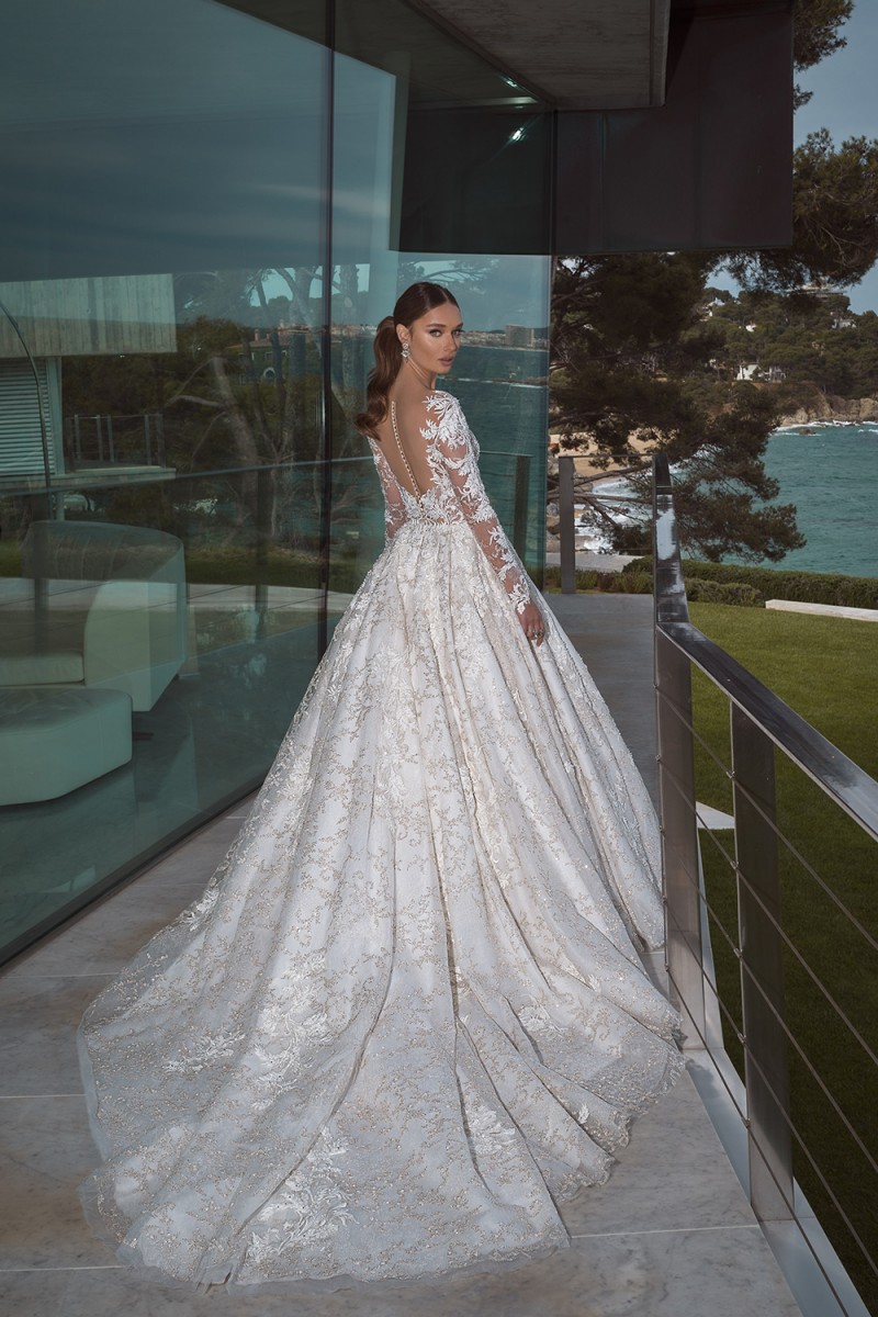 crystal design wedding dresses long sleeve sheer v neck lace appliqued beads wedding dress bridal gown country boho plus size