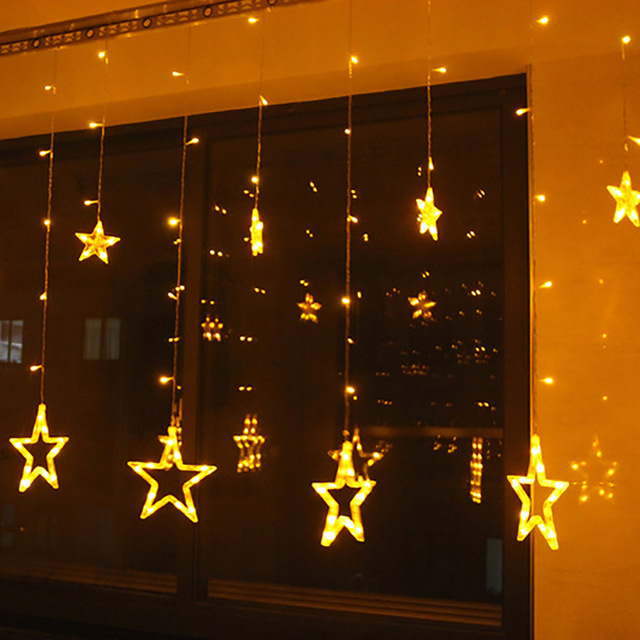 Decorations New LED String Lights Pentagram Star Curtain Light Fairy Wedding Birthday Christmas Lighting Indoor Decoration Lights 220V