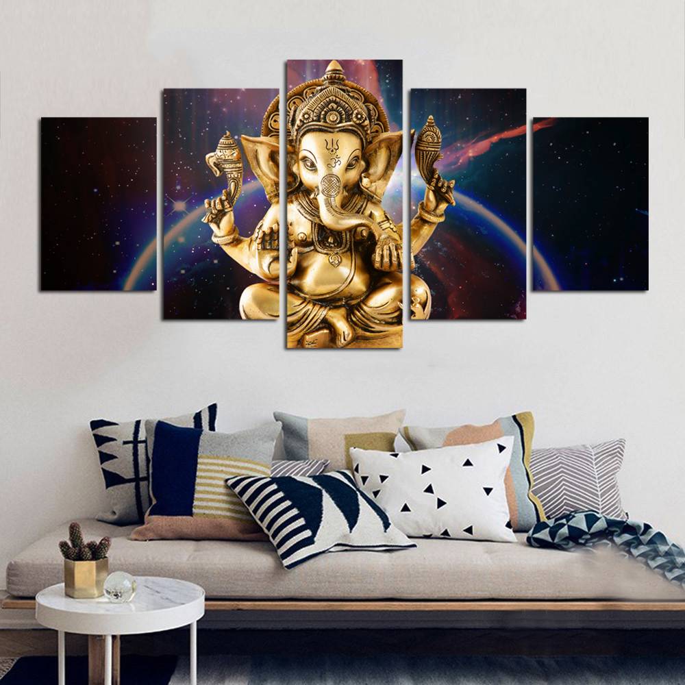 Canvas Print Modern Fashion Wall Art the Abstract Star Background Gold Buddha for Home Decoration No Frame