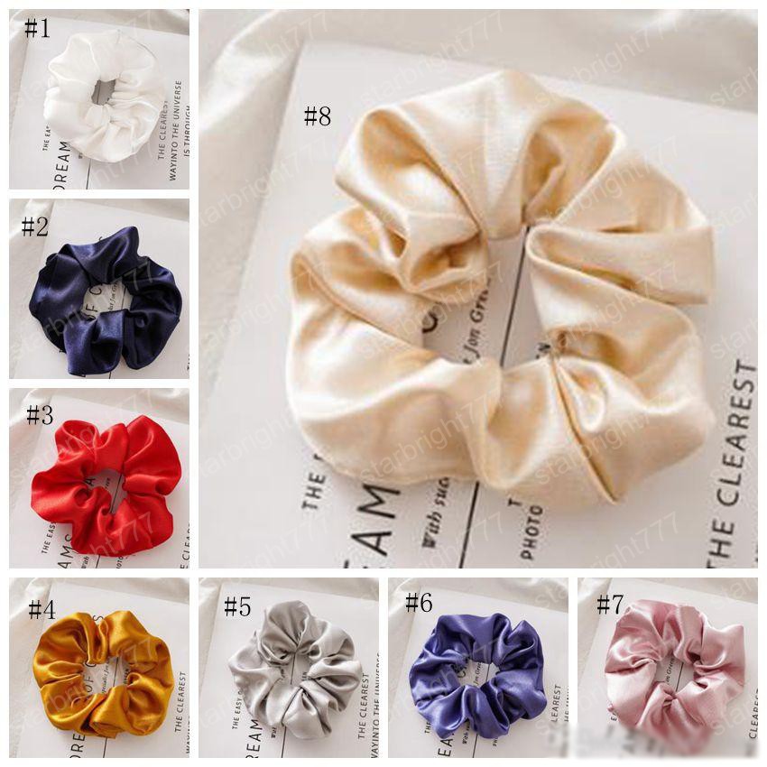 Scrunchies Hairband Silk Elastic Hair Bands Ties Satin Solid Scrunchie Ponytail Holder Girls Headwear Women Hair Accessories 8 Colors