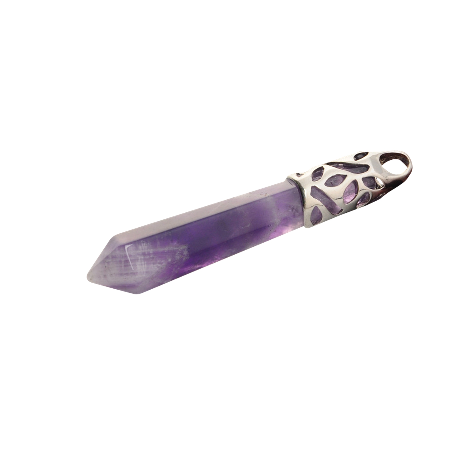 Hexagonal Column Shape Healing Tip Chakra Pendant Quartz Crystal Stone Charm Necklace