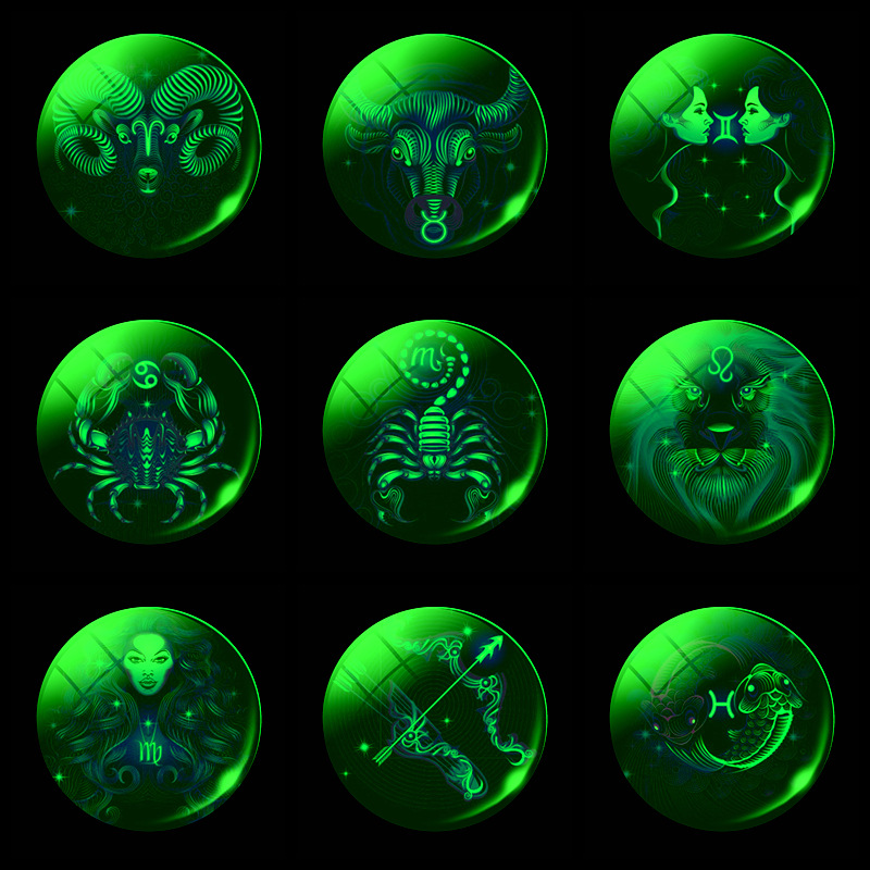 Glow In 12 Zodiac Sign Keychain Sphere Ball Crystal Key Rings Scorpio Leo Aries Constellation Birthday Gift for Women and Mens