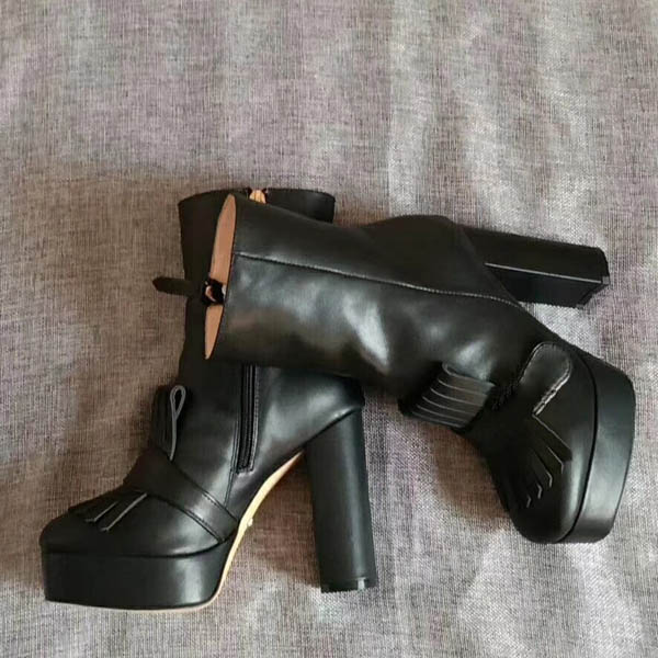 New `ArrivalTop Quality Letter Ribbon Metal Buckle Low Heel Short Boots Genuine Cowhide Leather Fashion Woman Pearl Boots 35-41