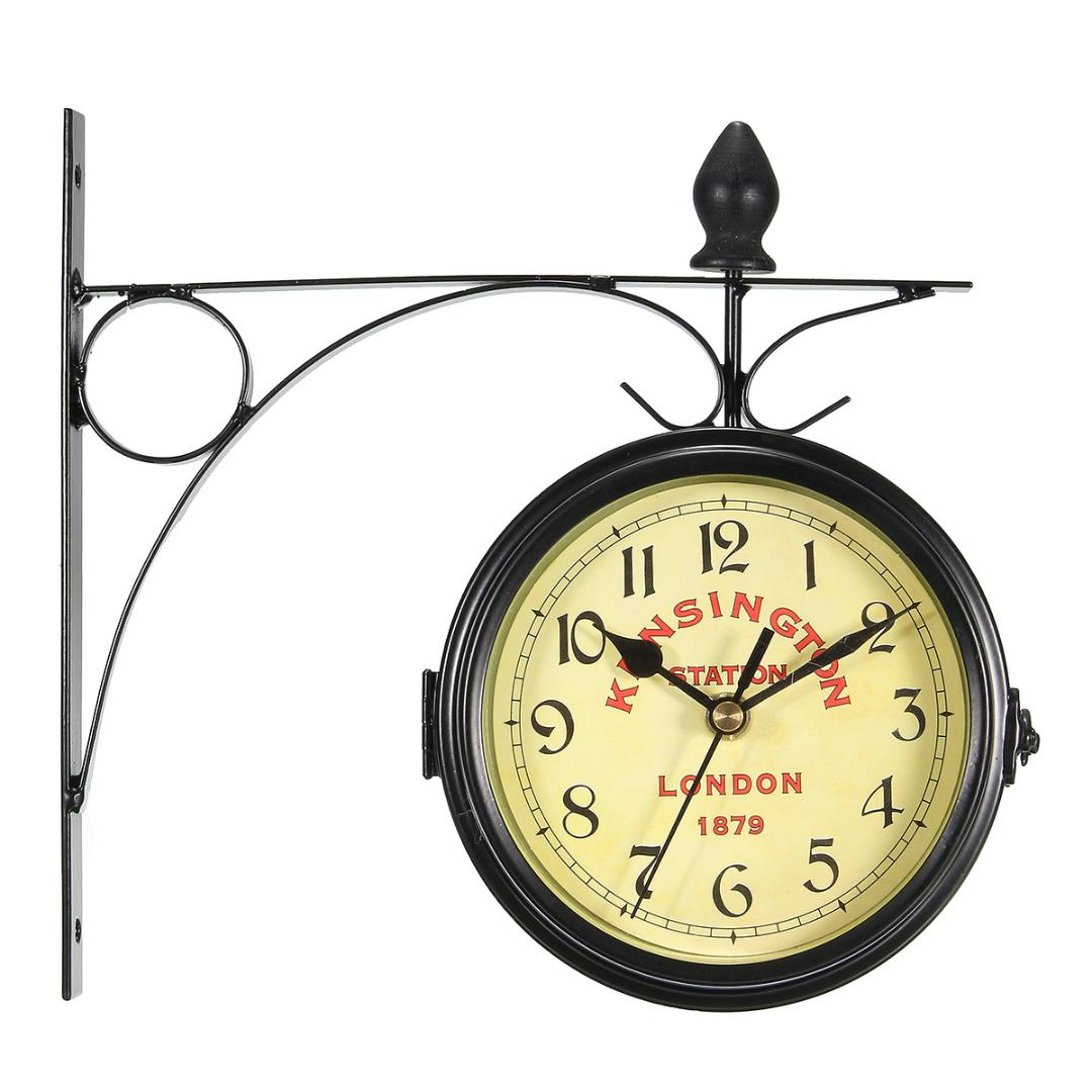 Charminer Vintage Decorative Double Sided Metal Wall Clock Antique Style Station Wall Clock Hanging Black
Charminer Vintage Decorative Double Sided Metal Wall Clock Antique Style Station Wall Clock Hanging Black