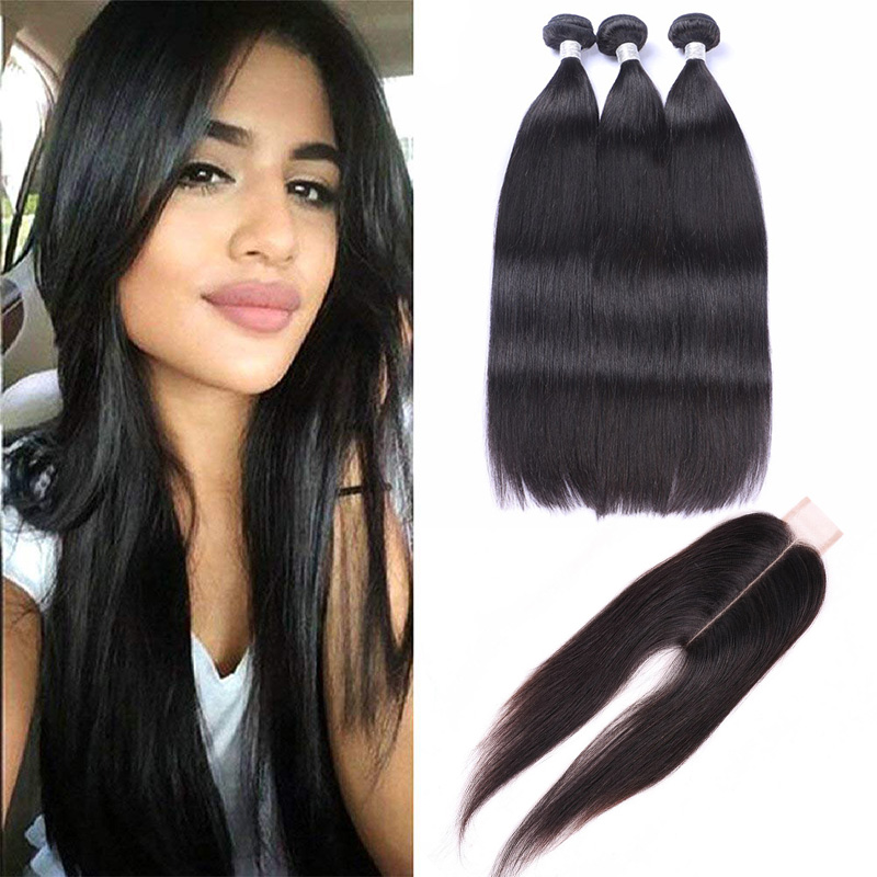 Brazilian Virgin Hair 3 Bundles With 2X6 Lace Closure 4pieces/lot Straight Human Hair Extensions Wefts With Closure, Natural color
Brazilian Virgin Hair 3 Bundles With 2X6 Lace Closure 4pieces/lot Straight Human Hair Extensions Wefts With Closure, Natural color