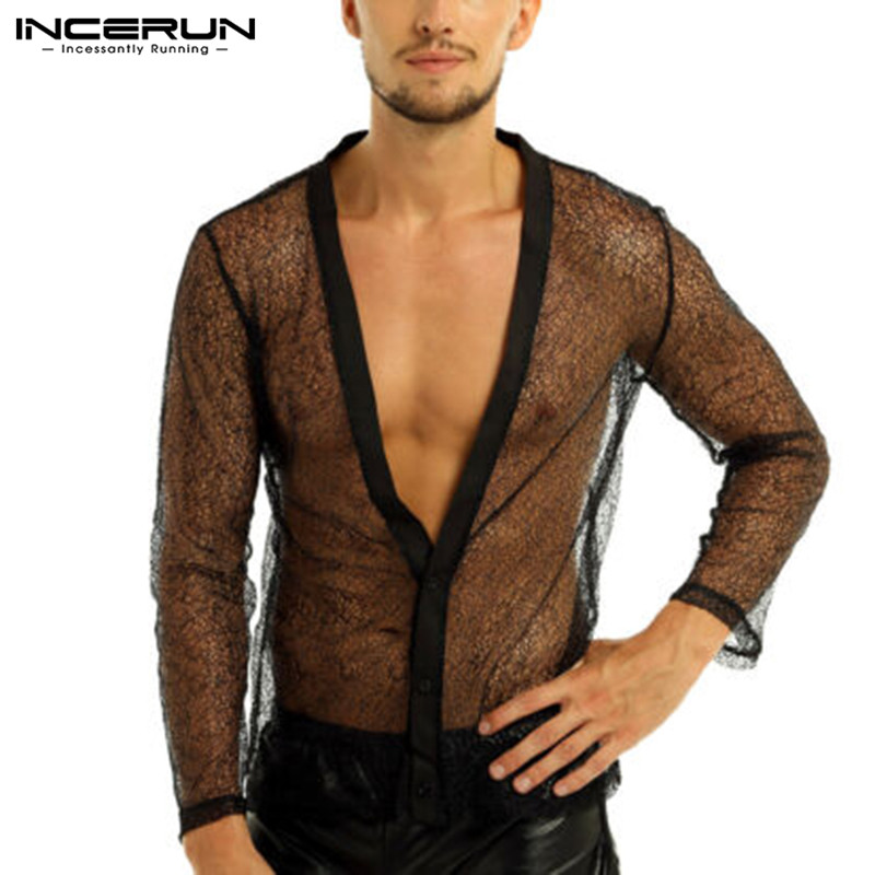 INCERUN Sexy Men Mesh Shirt Long Sleeve Lace Party Nightclub Tops Deep V Neck Button Transparent Fashion See Through Shirts Men, Black
INCERUN Sexy Men Mesh Shirt Long Sleeve Lace Party Nightclub Tops Deep V Neck Button Transparent Fashion See Through Shirts Men, Black