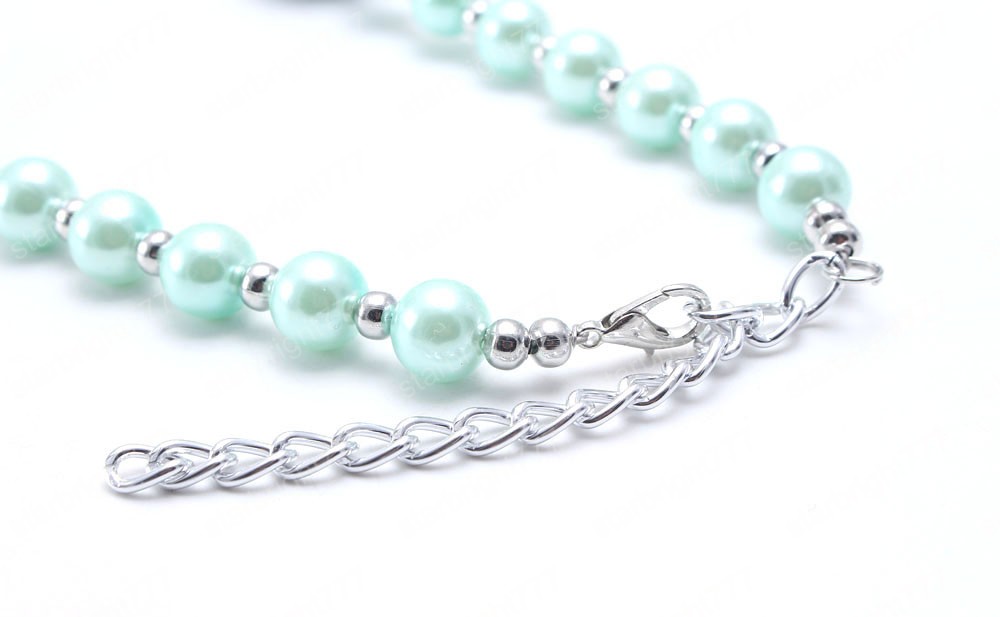 Spring Style Chunky Beads Necklace Child Girls Kids Mint Green Bubblegum Beads Chunky Necklace Fashion Handmade Jewelry