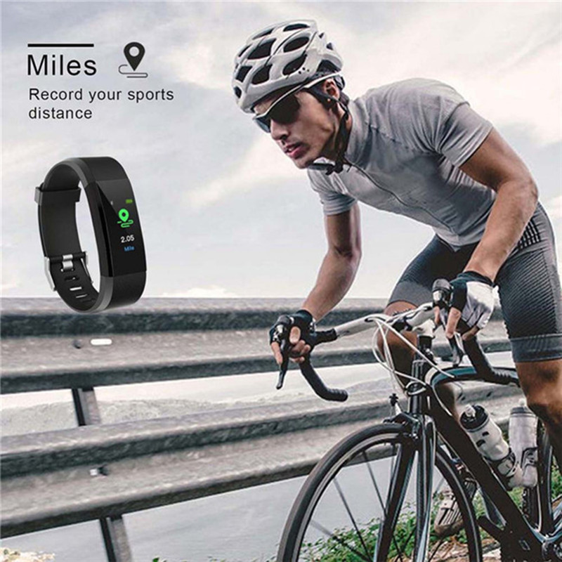 ID115 Plus 115 LCD Screen Bracelet Fiess Tracker Pedometer Band Heart Rate Blood Pressure Monitor Smart Wristband Watch free shipping