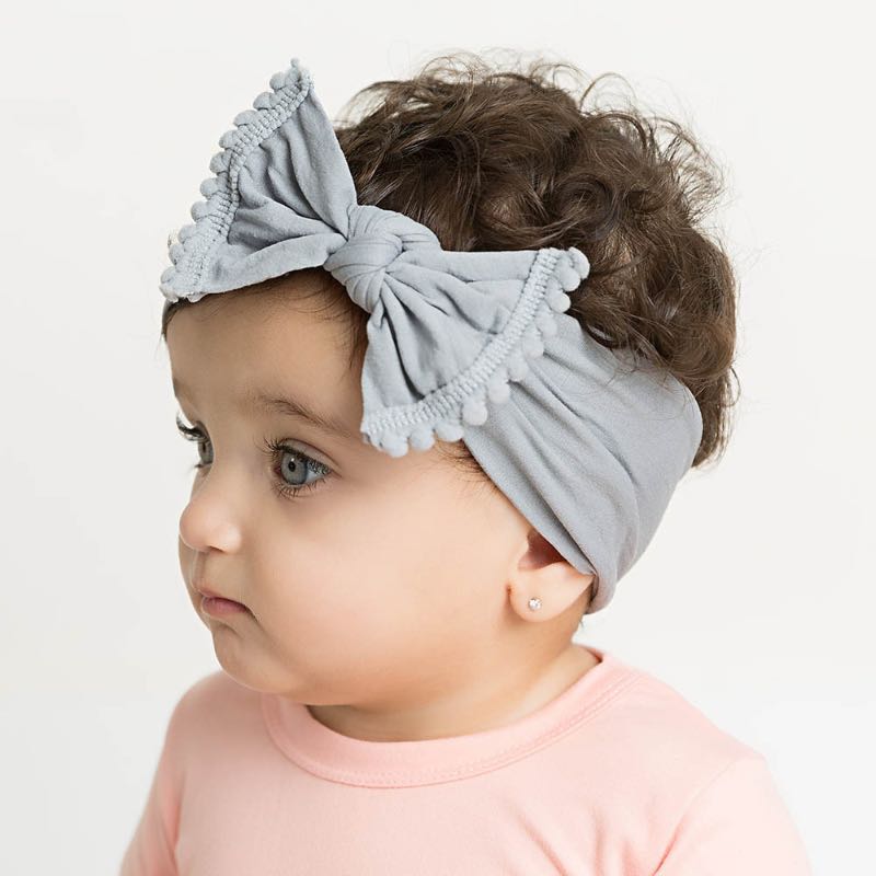 21 Pure Colors Simple Fashionable Baby Headbands Bowtie Super Soft Nylon Wide Turban Children Hair Band Headwear