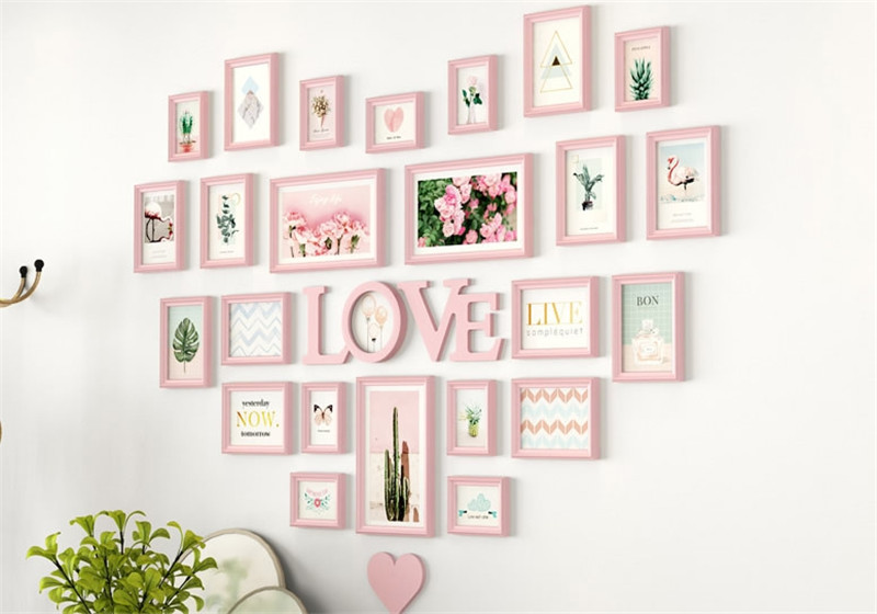 Romantic Heartshaped Po Frame Wall Decoration 25 piecesset Wedding Picture Frame Home Decor Bedroom Combination Frames Set9947624