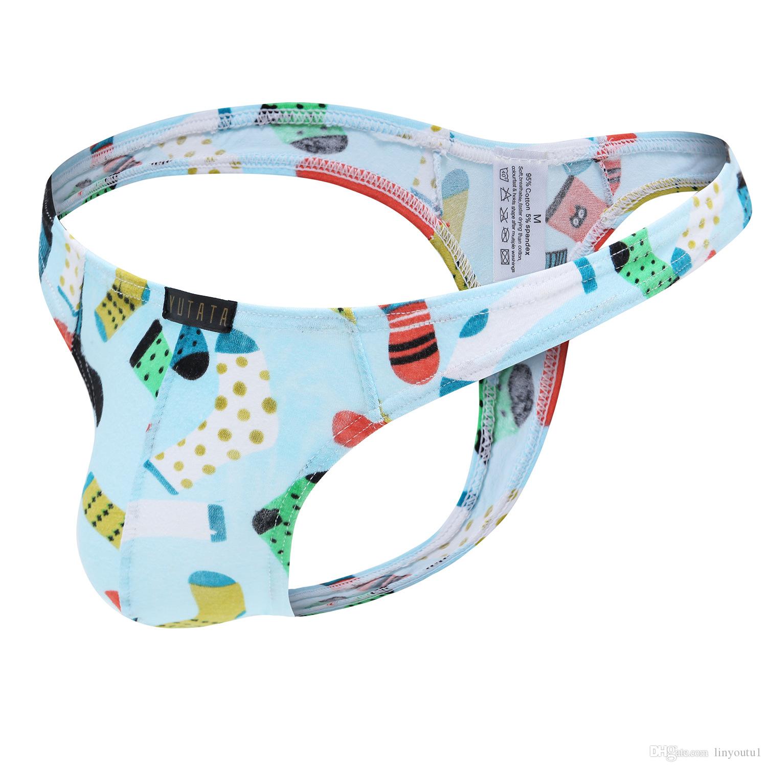 2020 Male underwear sexy underpants cartoon print men's seamless G-string man casual thongs gay summer breathable underwear panties