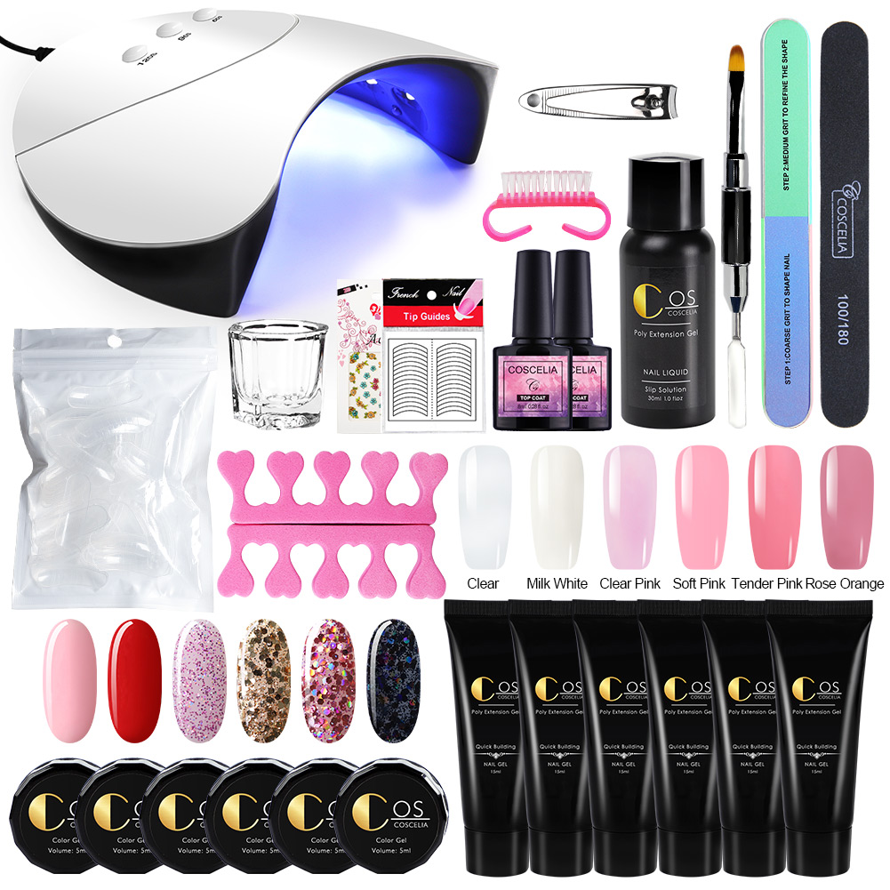 Nail Art Kits Manicure Set For Kit 36W UV Lamp Dryer Gel Polish Extending Poly With