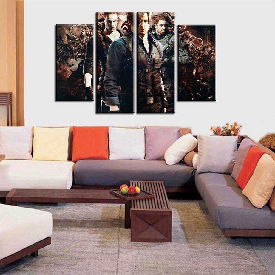 4pcs/set Unframed Biohazard Resident Evil Three Warriors Game HD Print On Canvas Wall Art Picture For Home Decoration