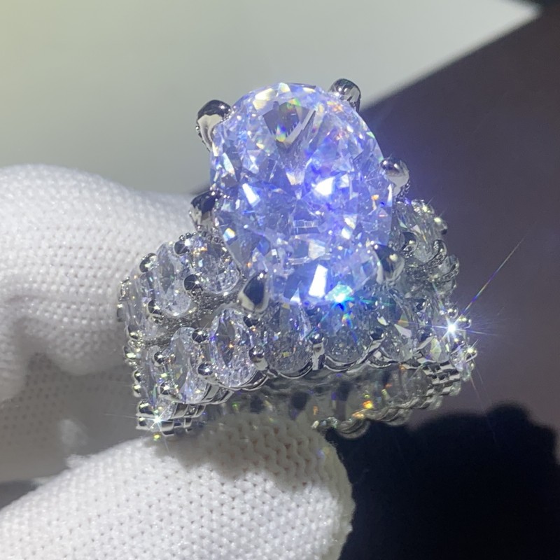 Unique Top Sell Vintage Jewelry Couple Rings 925 Sterling Silver Dragon Claw Oval Cut White Topaz CZ Diamond Women Wedding Bridal Ring Set