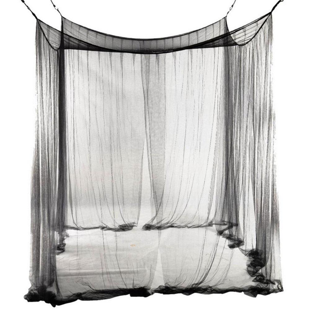 4 Doors Open 4 Corner Square Bed Canopy Netting Rectangle Elegant Mosquito Net Foldable Sleeping Bed Net Full Queen King