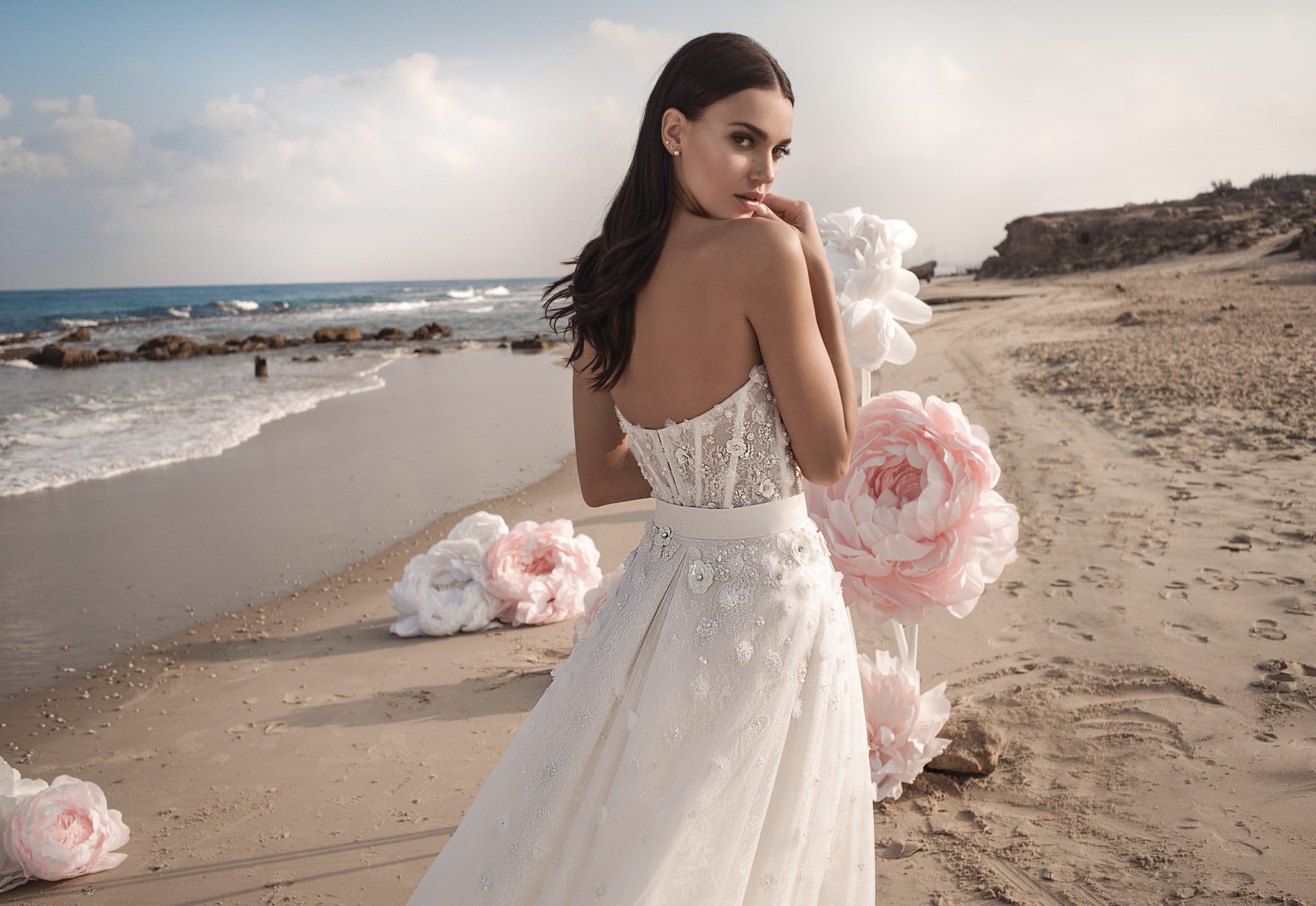 2019 Berta Mermaid Wedding Dresses With Detachable Overskirts Lace 3D Floral Applique Beads Beach Wedding Dress vestito da sposa Bridal Gown