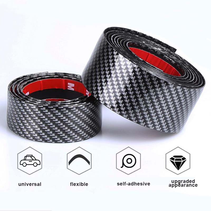 Update Car Sticker Carbon Fiber Vinyl 3D Stickers Decals Anti Scratch Protective Strip Film Automobiles Cars Door Sill Trunk Bumper Protector