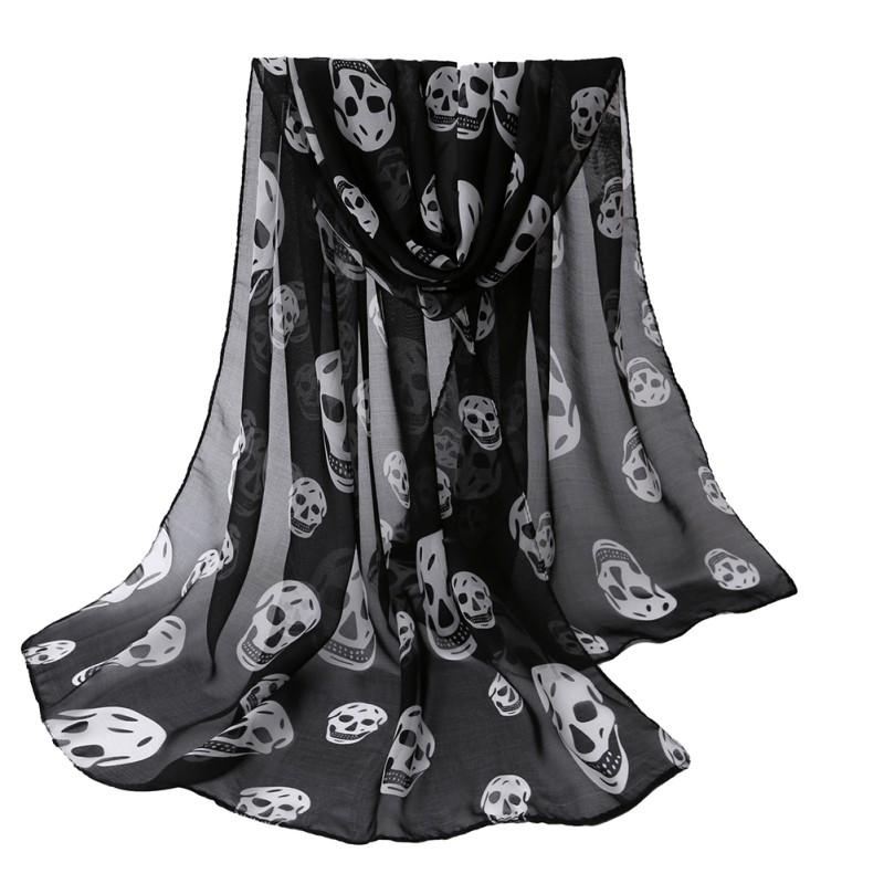 Wholesale-Autumn Womens Scarf Girls Skulls Printed Black Long Soft Scarf Shawl Girls Neck Scarf
Wholesale-Autumn Womens Scarf Girls Skulls Printed Black Long Soft Scarf Shawl Girls Neck Scarf