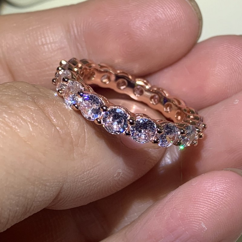 New Arrival Stunning Luxury Jewelry 925 Sterling Silver&Rose Gold Fill Cushion Shape White Topaz CZ Diamond Women Wedding Bridal Ring Set