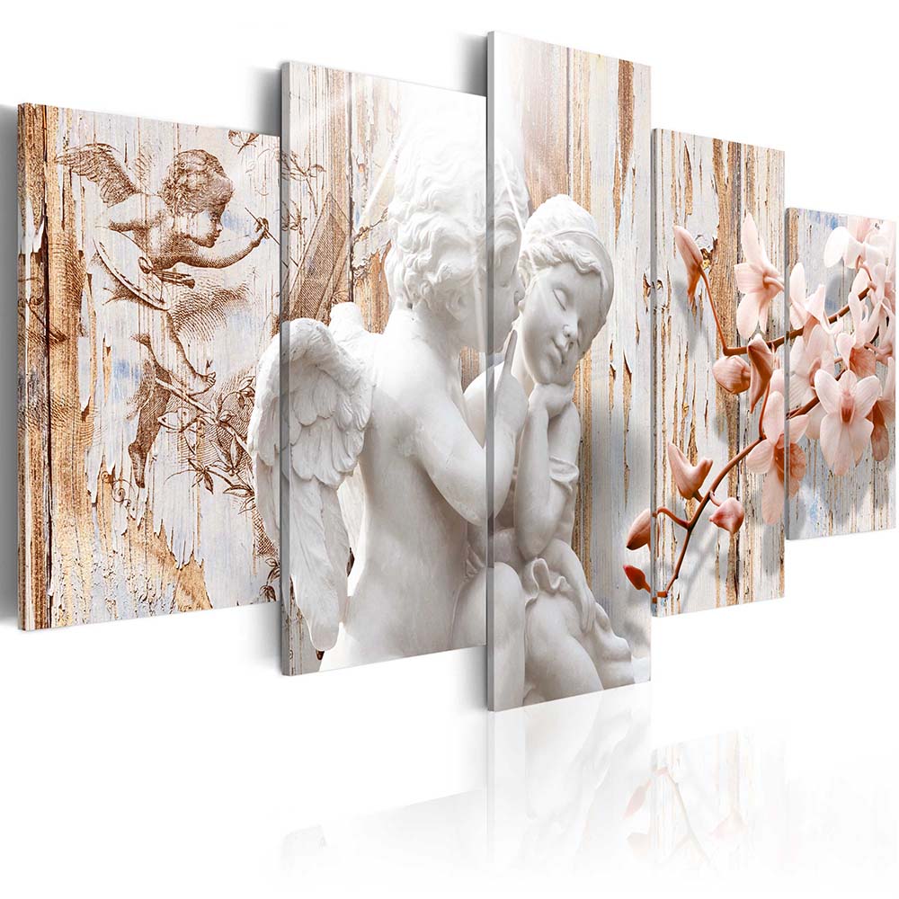 Unframed 5 Panels Lovely Angel Wall Art Decorative Paintings Canvas Print for Living Room Painting( No Frame )