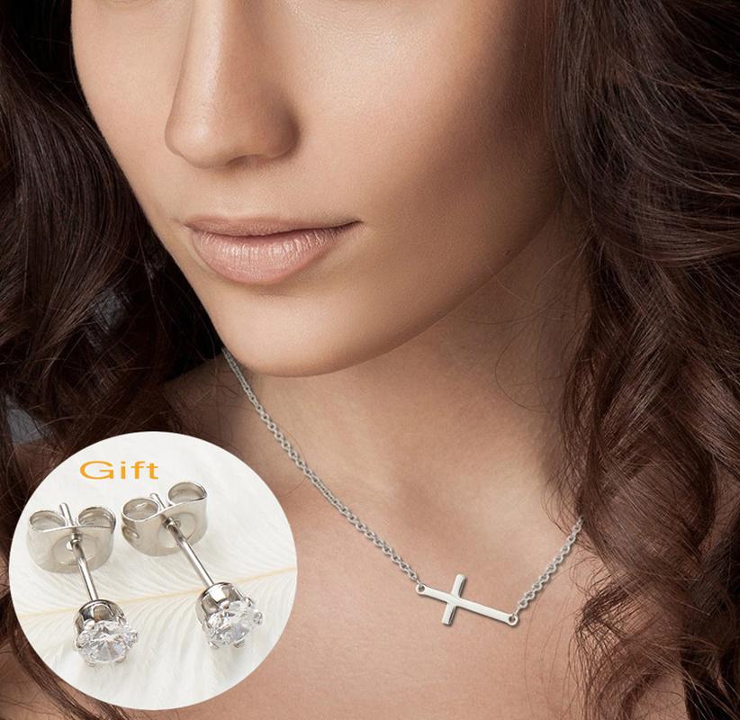 WAWFROK Sideways Cross Choker Stainless Steel Simple Small Cross Pendant Offer Silver/gold/rose Gold Color with Gift Necklace
WAWFROK Sideways Cross Choker Stainless Steel Simple Small Cross Pendant Offer Silver/gold/rose Gold Color with Gift Necklace