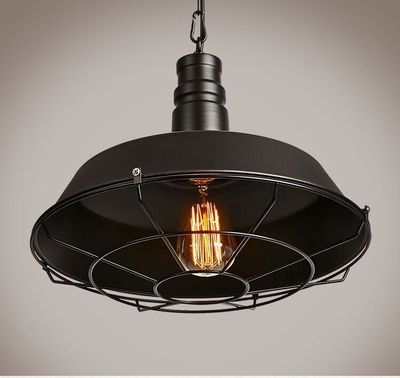 Loft American industrial style lamps living dining room cafe bar porch single head retro iron pot ceiling chandelier