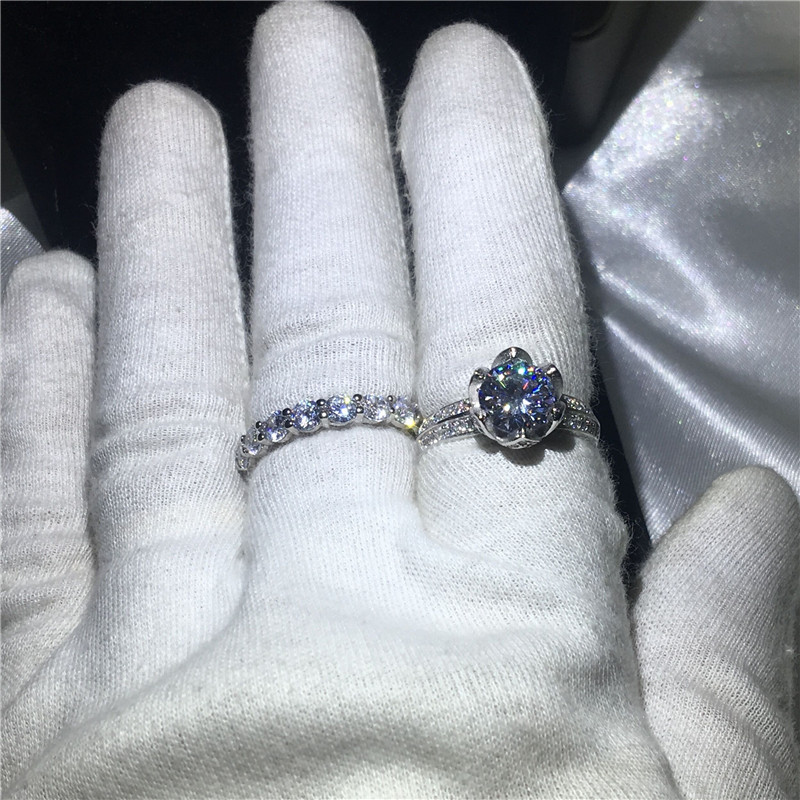choucong Flower ring set 3ct Clear Diamond 925 Sterling silver Engagement Wedding Band Rings For Women Men Jewelry