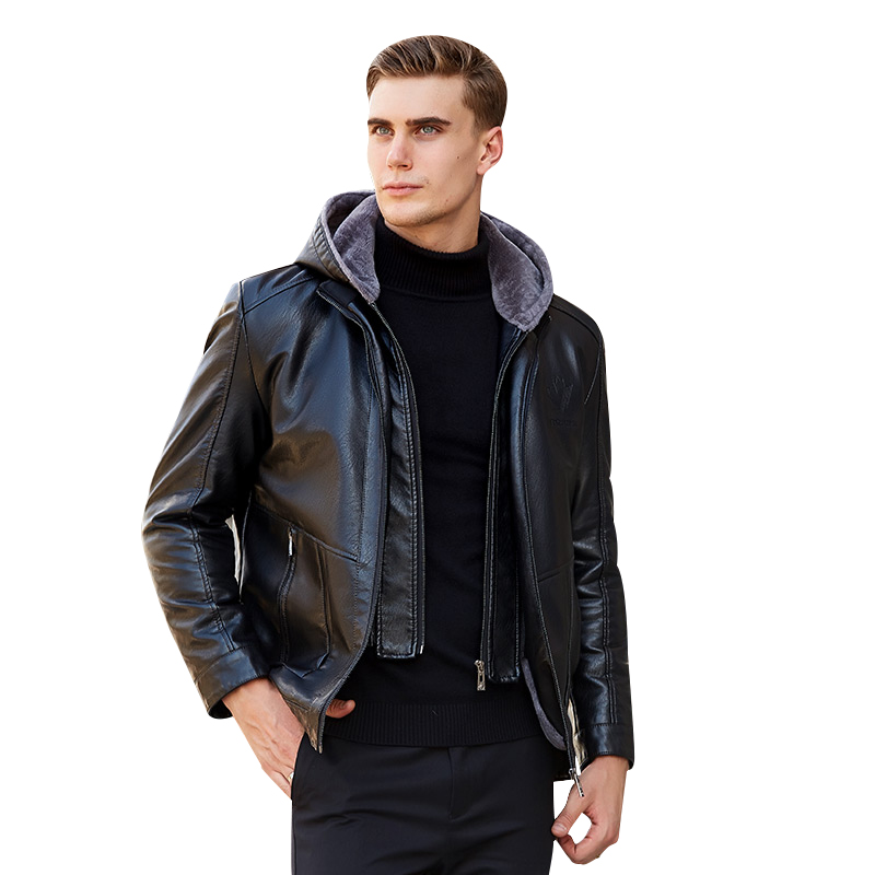 Men Leather Jacket Coat Men Autumn Fashion Pocket Design PU Leather Jacket Men's Hooded Collar Zipper Plus Velvet PU, Black
Men Leather Jacket Coat Men Autumn Fashion Pocket Design PU Leather Jacket Men's Hooded Collar Zipper Plus Velvet PU, Black