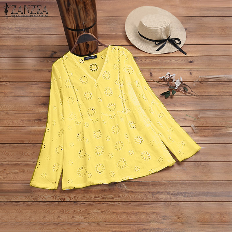 Elegant Embroidery Tops Women's Summer Blouse 2020 ZANZEA Casual Hollow Long Sleeve Shirts Female V Neck Blusas Oversized Tunic, White
Elegant Embroidery Tops Women's Summer Blouse 2020 ZANZEA Casual Hollow Long Sleeve Shirts Female V Neck Blusas Oversized Tunic, White